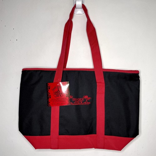 Trader Joe’s große wiederverwendbare isolierte Kühltasche Einkaufstasche schwarz rot Logo - Bild 1 von 6