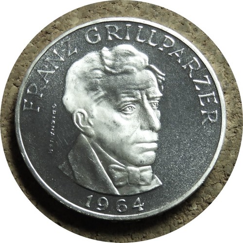 elf Austria 25 Schilling 1964 Proof Silver Grillparzer