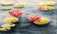 Watercolor Original Painting- Water Lilies