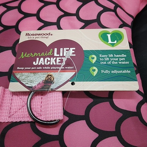 Rosewood Pink Mermaid Dog Safety Life Jacket Buoyancy/Lifesaver Adjustable Sz L - Picture 4 of 13