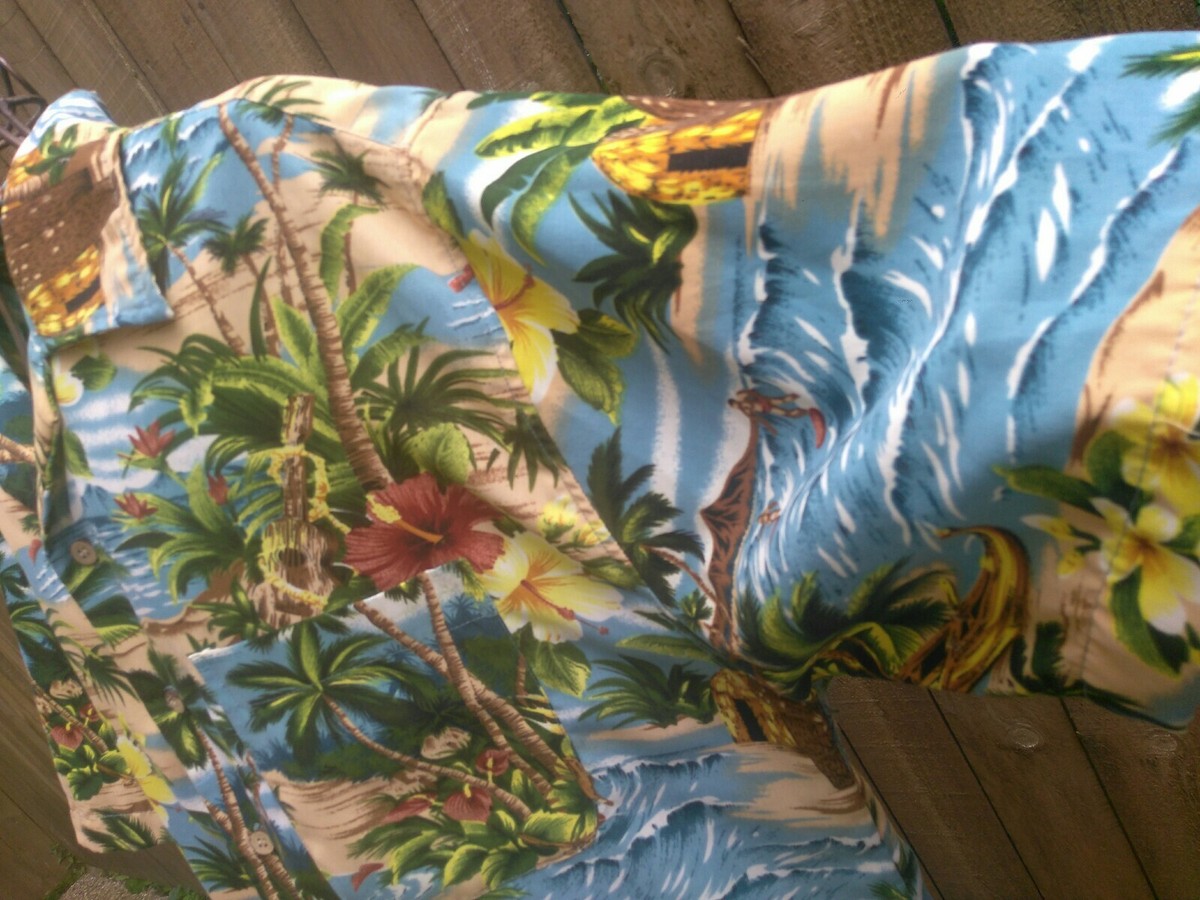 Chemise Hawaiienne Maui Bleue Taille L - Occasion Très Bon état - Style îles