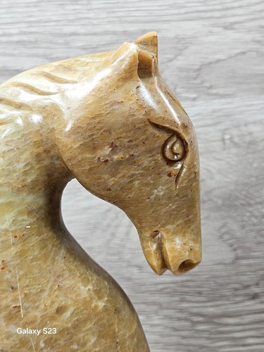 Vintage Yellow Onyx 8" Horse Head Hand Carved Stone Figurine Home Decor Gift - Picture 9 of 17