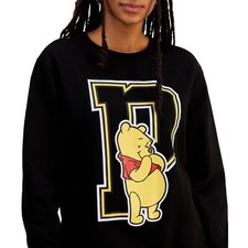 Disney Winnie the Pooh Size XS Black Sweatshirt Varsity Graphic Pullover NWT NEW