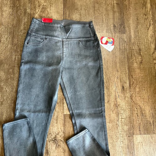 NWT Spanx Solace Pewter Wax Denim Leggings SZ- Large Metallic Gray Stretch City - Picture 12 of 21