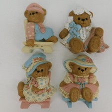 Set of 4 BURWOOD Home Interiors Vintage Hanging Plastic Teddy Bears Boys  Girls
