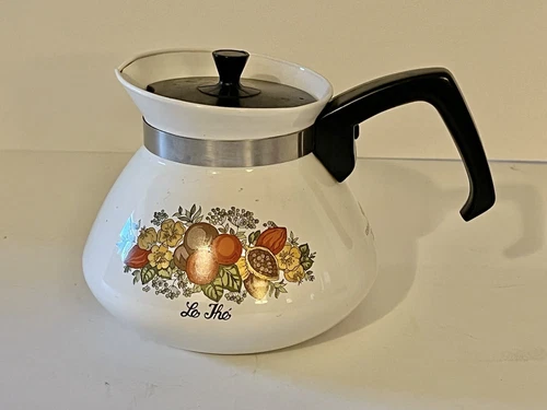 Vintage Corning Ware 6 Cup Coffee Tea Pot Le The Spice of Life