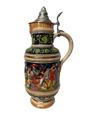S. P. Gerz Stein W. Germany "Carousers" 3.0 L w/ pewter lid 16.5” Tall No. 403