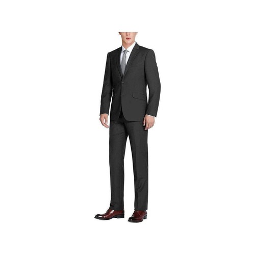 Hombres RENOIR Traje Separates Sólido 2 Botones Negocios Formal Calce Ajustado 201-1 Negro - Imagen 6 de 28