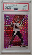 2020 Mosaic Camo Pink Joe Burrow RC #201, PSA 8 NM-MT 