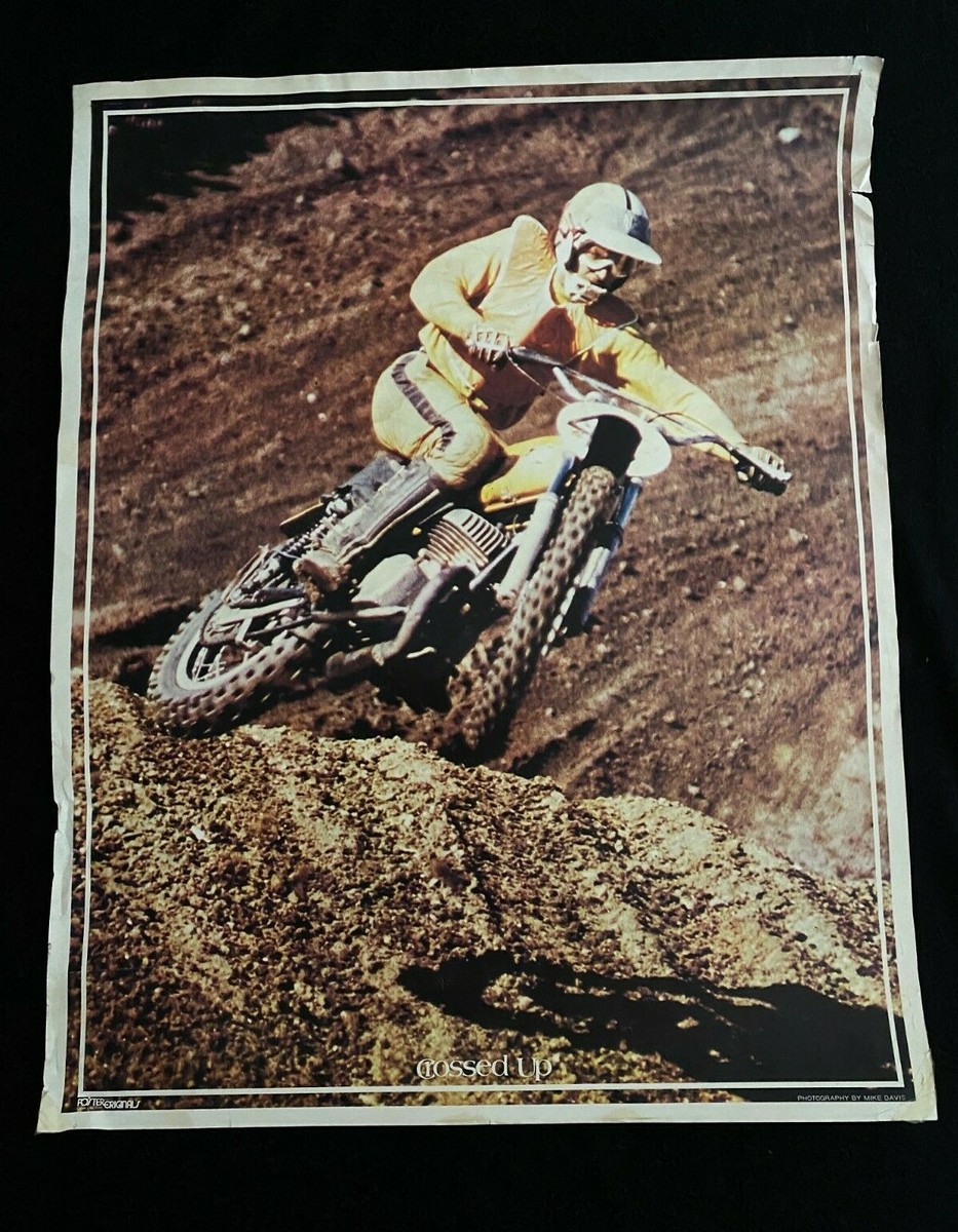 Vintage Motocross 1972 Crossed Up Yamaha Poster Original 1970's