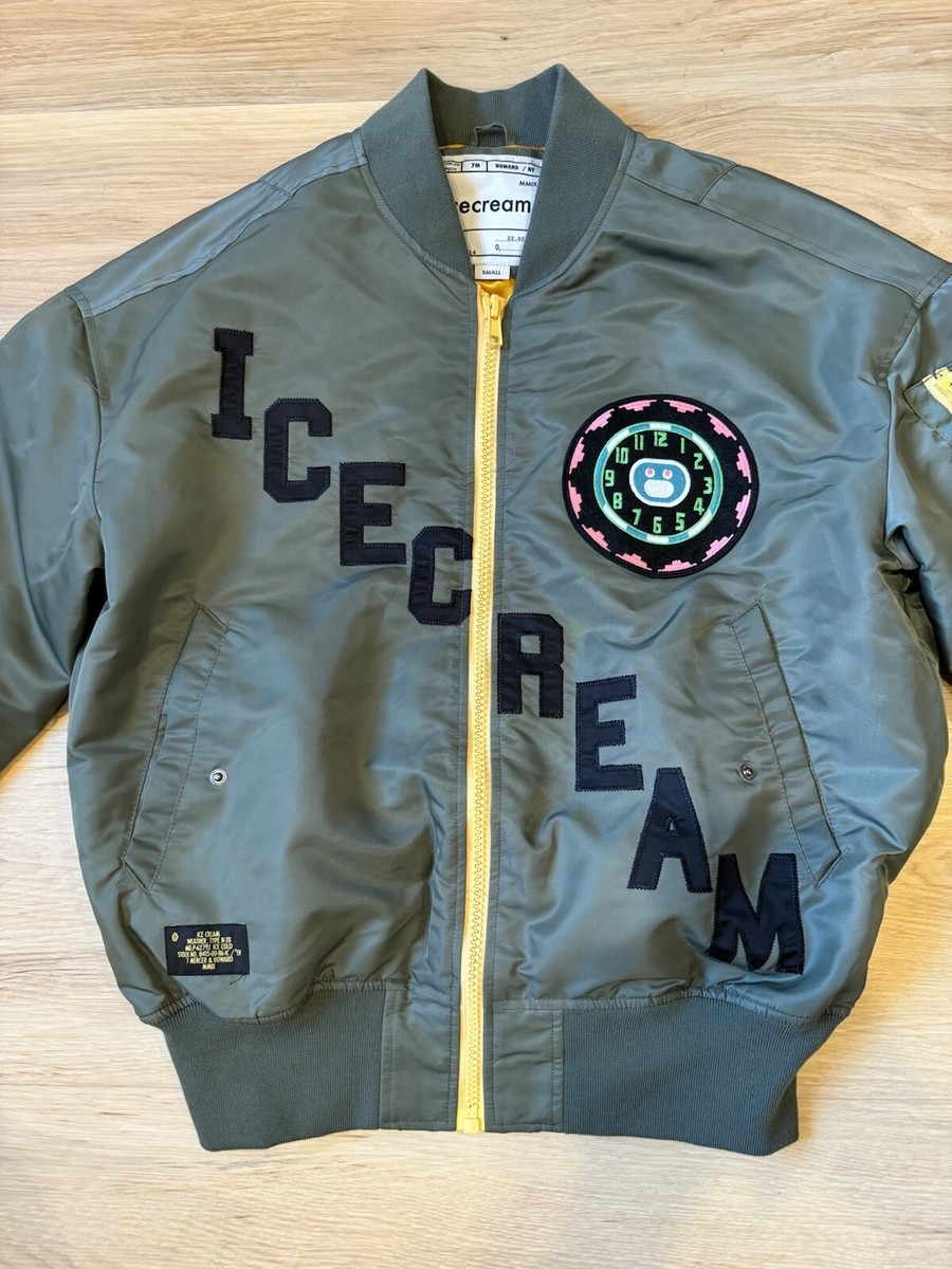 Ice Cream Ran Bomber Military Green Puffer Satin Jacket Limited