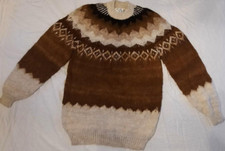 100 Llama Men's Pullover Sweater XL Bolivia VTG Brown Warm Hand Made