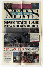 Giornale Vintage 1987 Walt Disney World News Piegato Nuovi Spettacoli Debutto Apertura Autunno