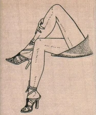 Legs Crossed 2 3/4 x 3 1/4" Rubber Stamp, People Stamp, Woman Stamp