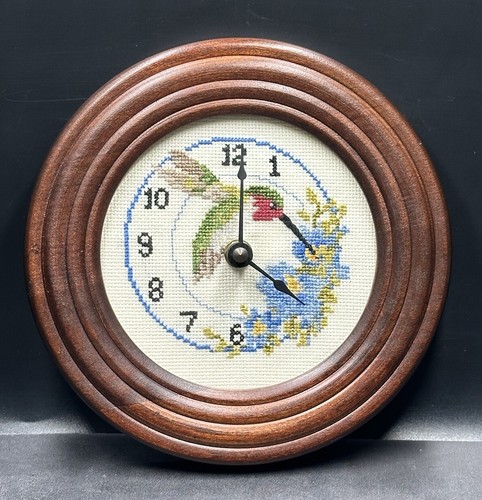 7" Holzrahmen Kolibri Kreuzstich Zifferblatt Tochigi Japan Uhr
