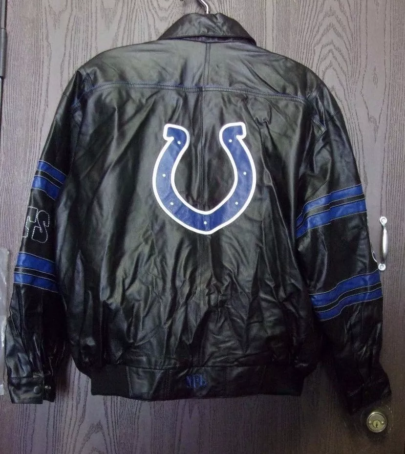 Indianapolis Colts NFL Vintage G III Apparel Black Leather Men s Jacket Size 2XL