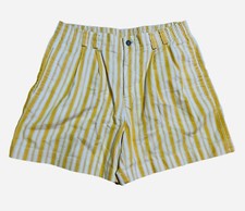 Vintage 90s Yellowish White Stripe Mom Shorts High Waisted No Size 30in Waist