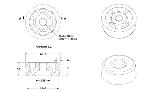 8 LARGE ROUND RUBBER FEET  1.312 W X 1/2 H  AMPS, CASES - FREE S&H - MADE IN USA - Picture 3 of 5