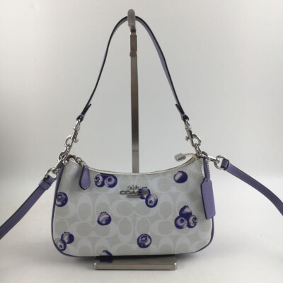 COACH Teri 2 way Shoulder Bag Signature Canvas Blueberry print CR292 outlet New