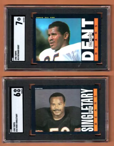 1985 Topps Football - #24 Richard Dent ROOKIE (SGC 7), Mike Singletary (SGC 6)
