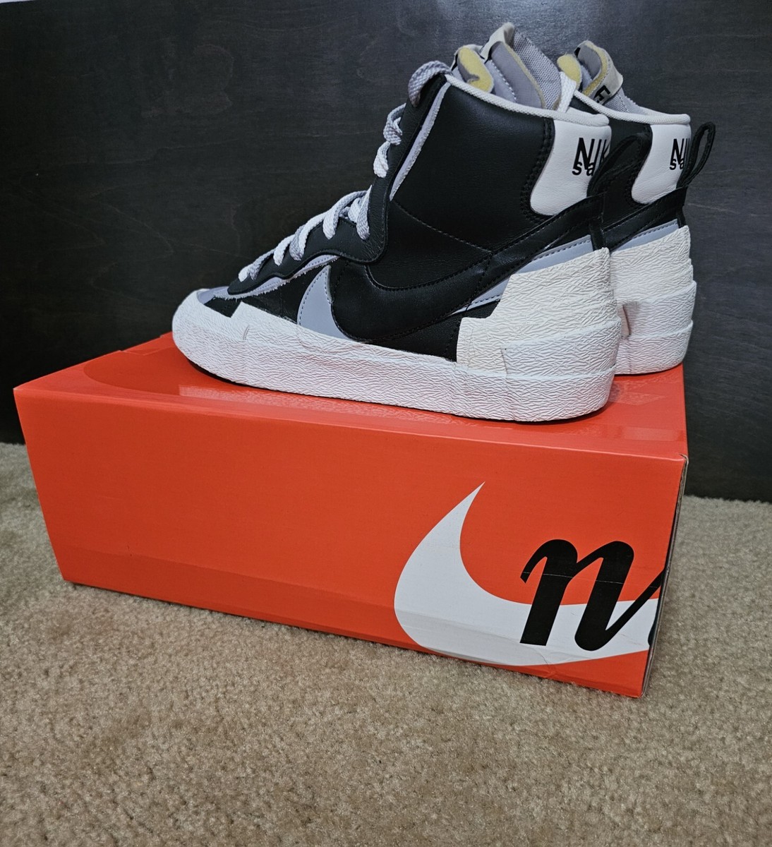 Nike Sacai x Blazer Mid Black Grey Size 10.5M | eBay