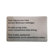 T2 Westfalia Sicherheitsaufkleber " Tisch während der Fahrt ... befestigen"