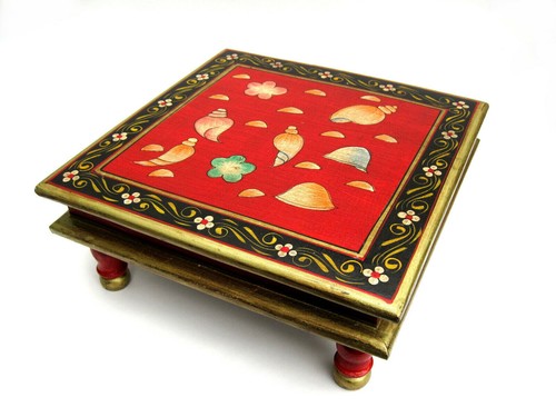 Indischer Beistelltisch 38 x 38 cm, 17 cm hoch. Tisch bemalt Muschel Motiv - Bild 8 von 12