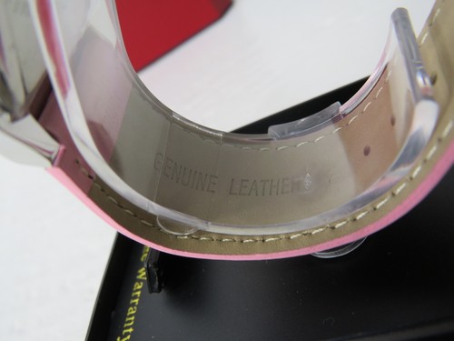 P. Peugeot 345PK pink Wristwatch Quartz Genuine Leather Strap Swarovski crystals - Picture 5 of 7