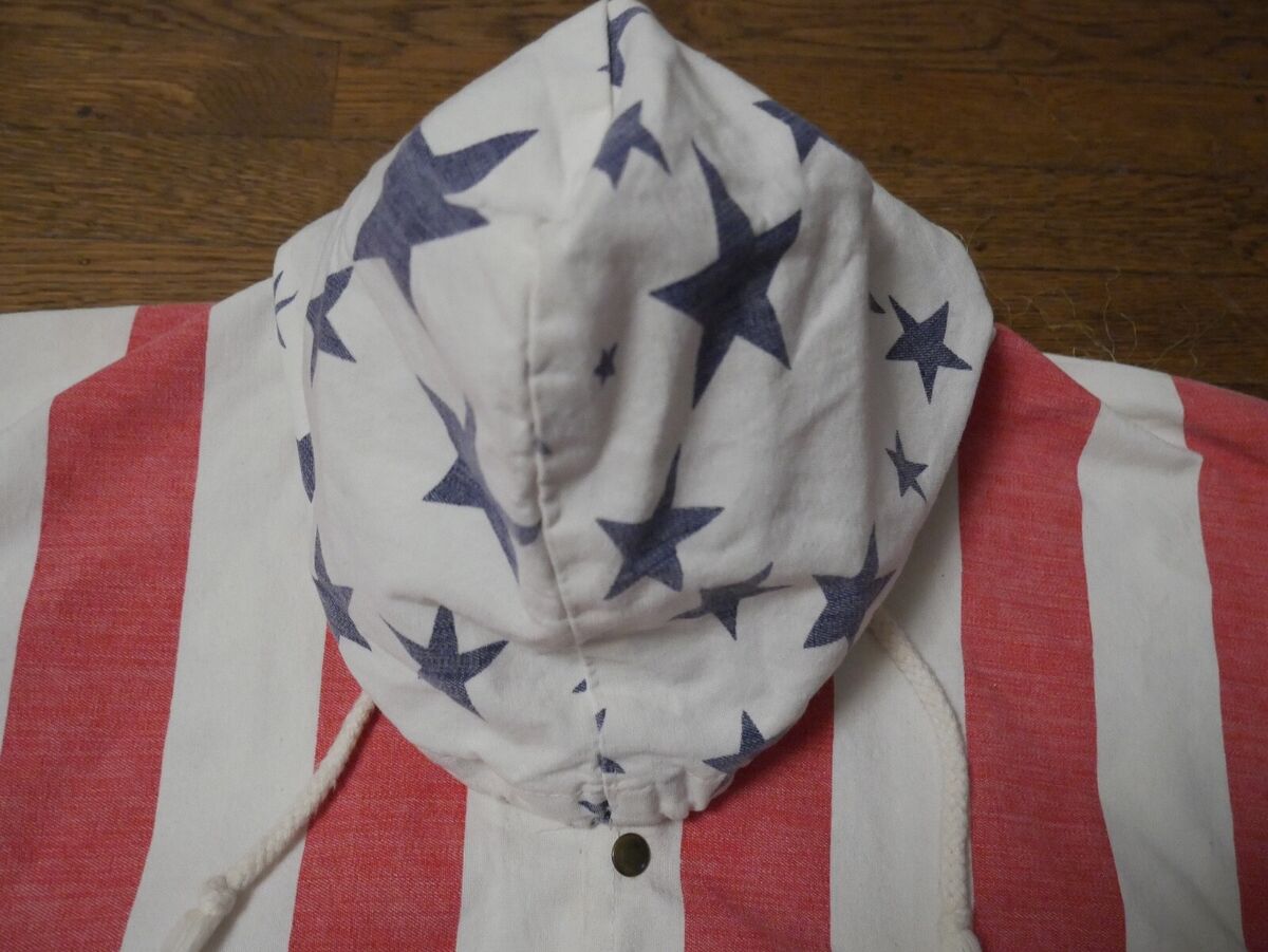 Vtg. Michigan Rag Co Jacket Hooded USA Flag Stars Stripes Sz Vtg. Michigan Rag Co Jacket Hooded USA Flag Stars Stripes Sz