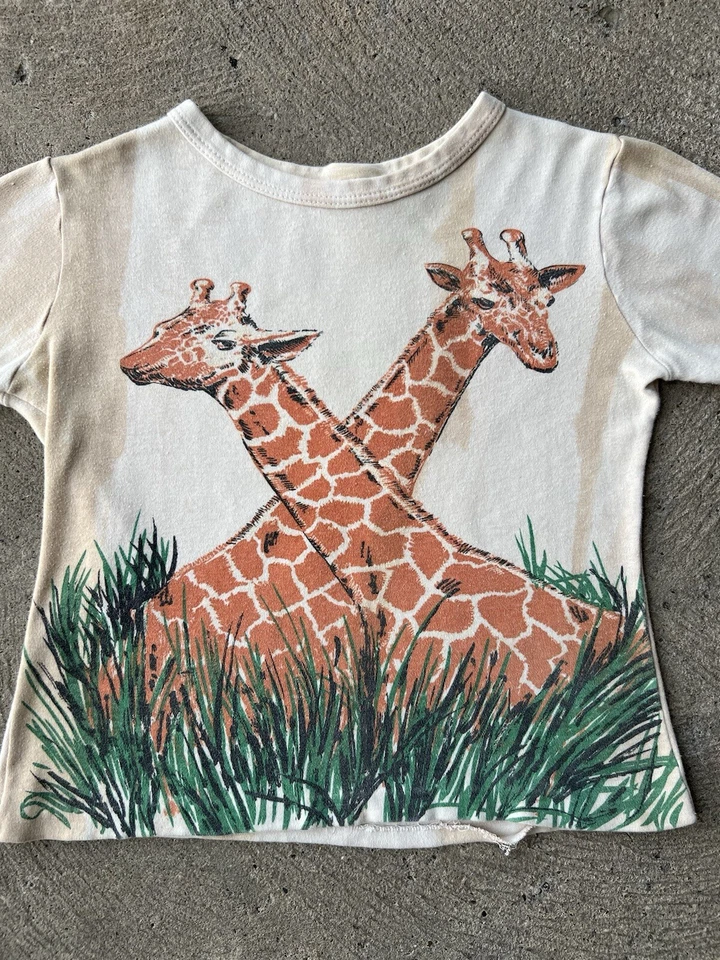 Camiseta de Colección Años 50 60 Jirafa Naturaleza Selva Infantil XS Adulto Bebé Camiseta Foto 2 de 4