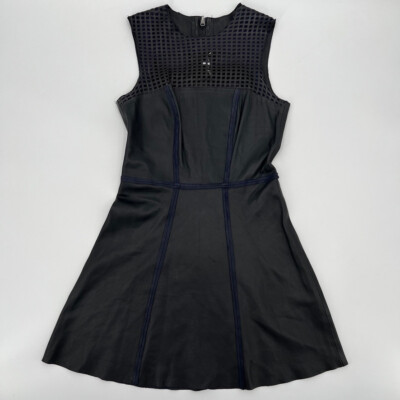 & Other Stories Womens Leather Fit and Flare Dress Sz 36 US 2/4 Black  Perforated | eBay