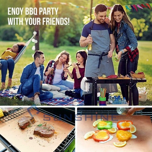 5 BBQ Barbeque Grill Mats Baking Pads Non Stick Mat Pad Bake Cooking Sheet Liner - Picture 8 of 17