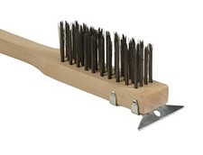 4pcs 11" Wire Brush with Scraper, Short Handle Commercial Grade Restaurant Use