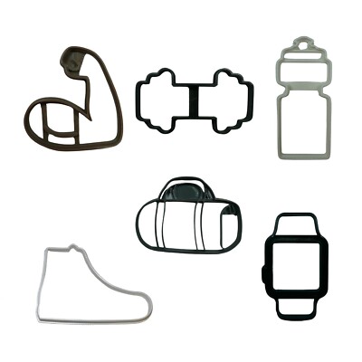 NEW YEAR RESOLUTION WORKOUT FITNESS THEME SET OF 6 COOKIE CUTTERS USA PR9004