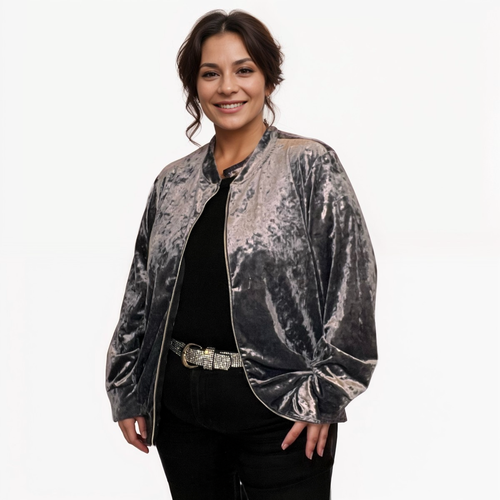 ROCKTHOSECURVES WOMENS JACKET PARTY VELVET ZIP UP BOMBER EVENING STYLE PLUS SIZE - Picture 12 of 35