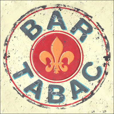 Bar Tabac Metal Sign, Retro French night club with fleur de Lis kitchen decorate
