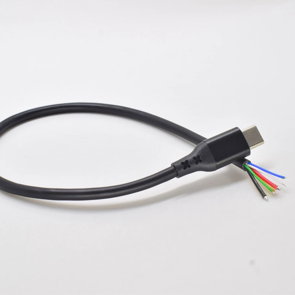 1pc 30cm USB Type-C Male Plug PD Power Cable 5A Fast Charge 5 Wires Pigtail DIY - Image 3 of 4