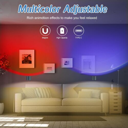 Rechargeable Wall Sconce Light Remote Touch Control RGB Magnetic LED Wall Lamp - Picture 6 of 9