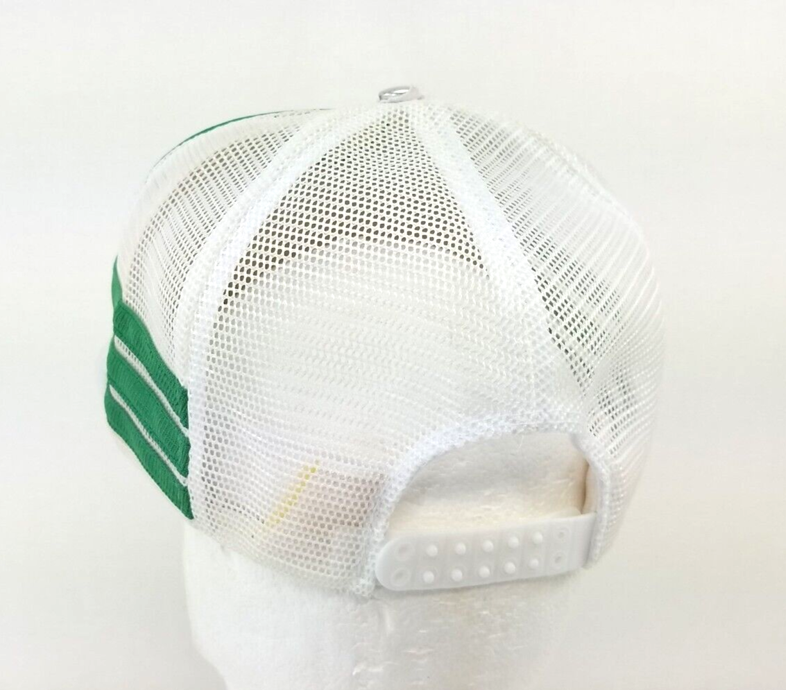 VTG Post Time Three Stripe Green White Trucker Snapback Hat  display picture 1