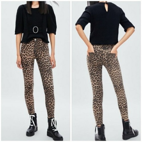 NWT Zara Trafaluc Leopard Hi-Rise Skinny Jeans - Picture 2 of 7