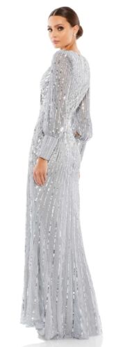 Mac Duggal Gown Dress Womens Size 10 Sequin Wrap Over Bishop Sleeve 5501 $598 - Picture 2 of 19