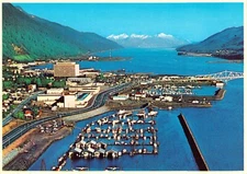 Juneau Alaska, Gastineau Channel and the Bridge to Douglas-Aeria View Postcard