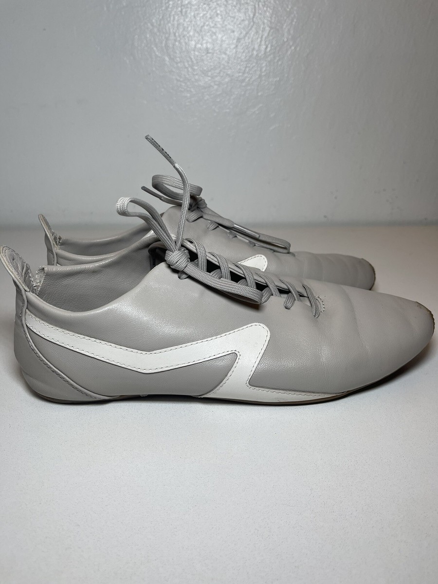 RAG BONE Slim Very Soft Light Gray White Leather Lace Up Sneakers EU 