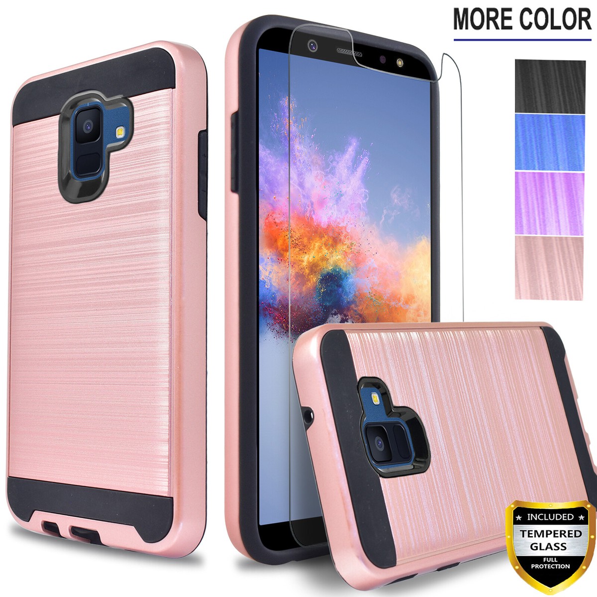 For Samsung Galaxy A6 J4 Plus J2 Core Shine Pure Case +Tempered