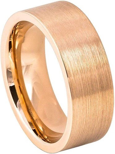 8mm Tungsten Carbide Wedding Band Ring Men or Ladies Rose Gold Wedding Band Ring - Picture 1 of 7