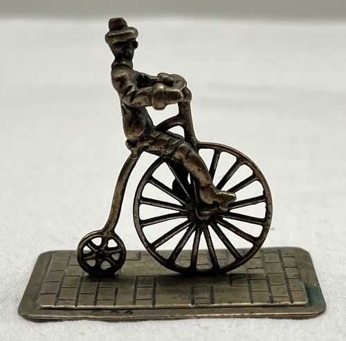 1978 Vint Dutch 833 Silver Miniature Figure on a Penny Farthing Bicycle Figurine - Picture 6 of 6