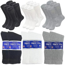 6 Pairs Diabetic Crew Socks Mens Women Circulatory Health Non Binding 9-11 10-13