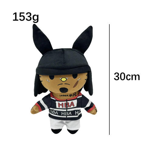 Peluche pupazzo Hello Kitty Playboi Carti con cappello coniglio nero figura imbottita - Foto 14 di 24