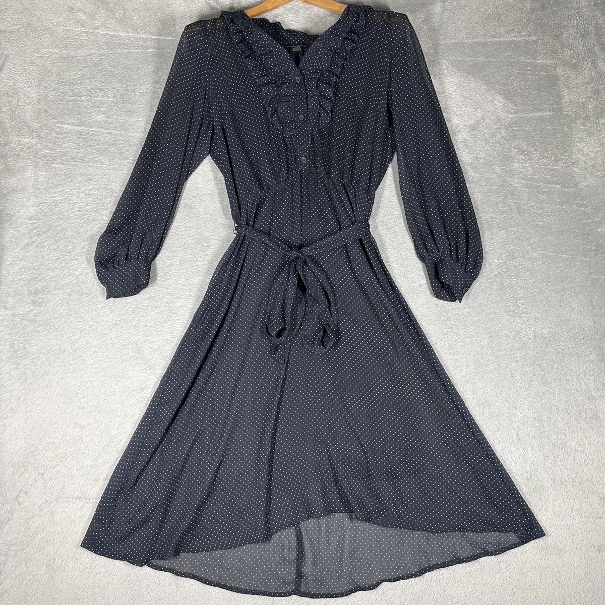 knee length dresses for ladies Banana Republic Charcoal Brown Polka Dot Silk Halter Dress  Blossom Vintage
