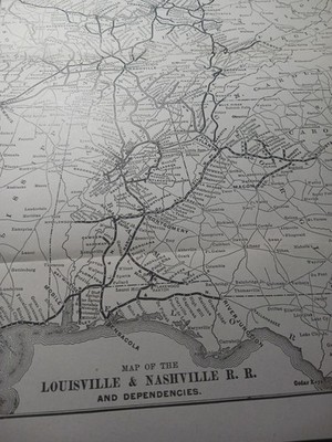 ~1910 Train Route Map LOUISVILLE & NASHVILLE RAILROAD all Lines Stations 9''x12'' 